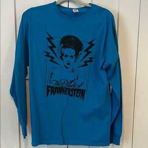 Blue Bride of Frankenstein Long Sleeve Shirt Men’s Medium 100% Cotton